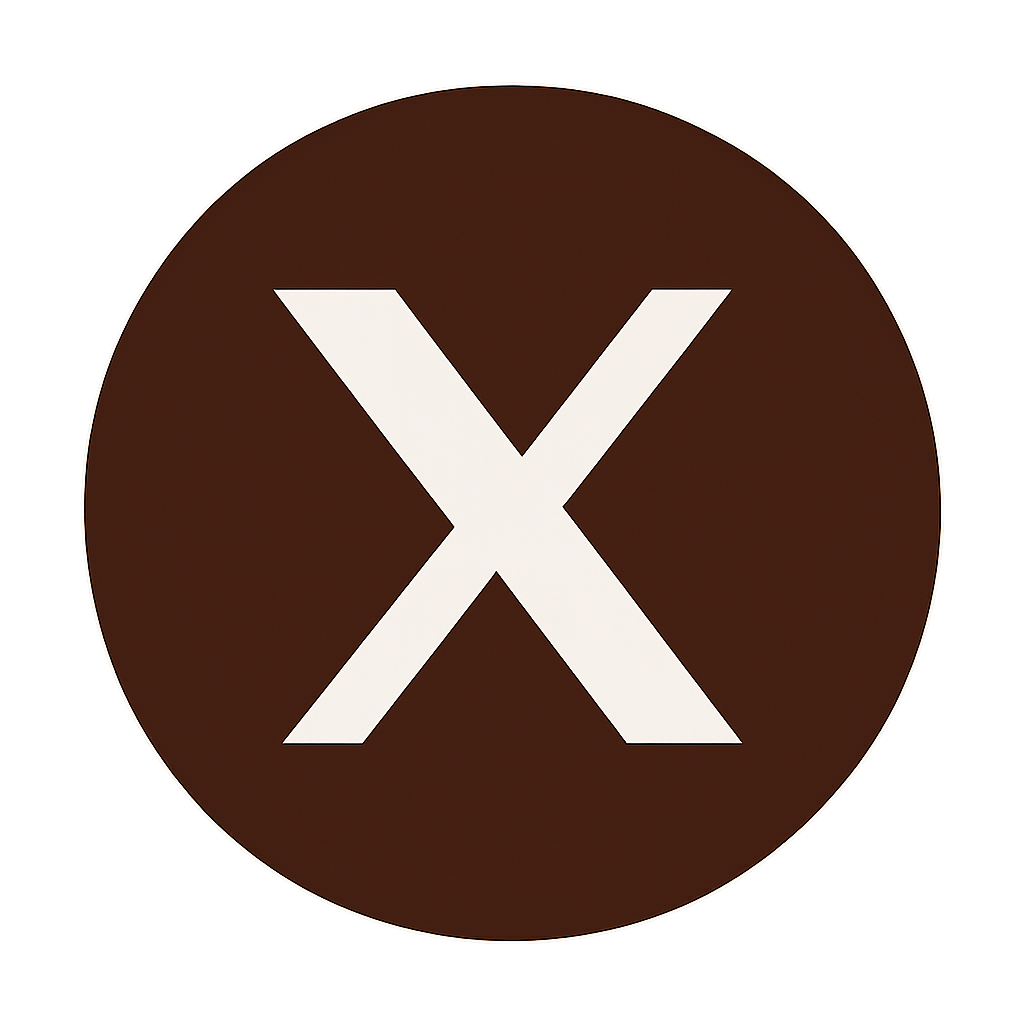 X twitter icon with circle in color code 57150b and white X-1