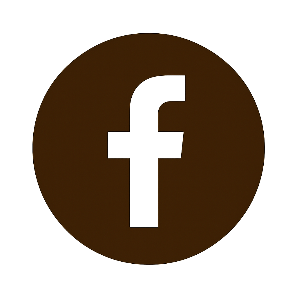 facebook icon with circle around F in color code 57150b filled in and white F-3