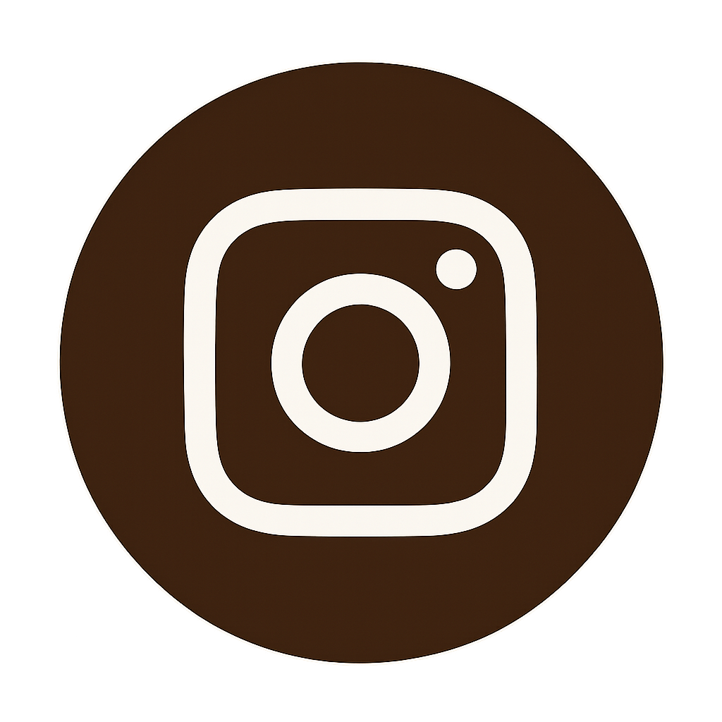 instagram icon with brown circle filled in color code 57150b and white image